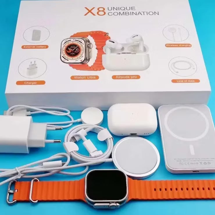 KIT RELOJ X8 Ultra -AUDIFONOS -BATERIA
