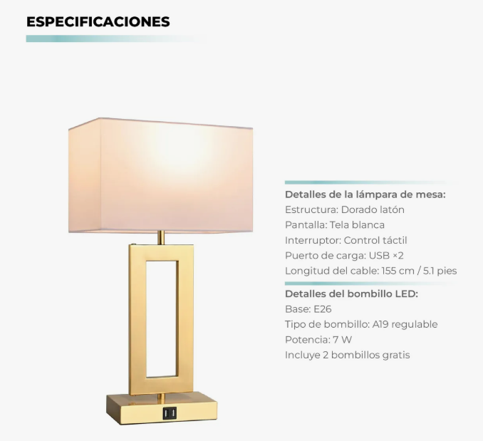 Lamparas De Mesa Doradas Inteligentes Co