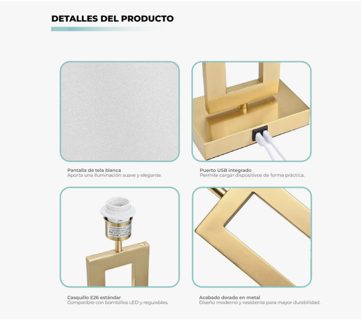 Lamparas De Mesa Doradas Inteligentes Co