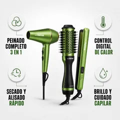 Combo 3 En 1 Secador Plancha CepilloNOVA