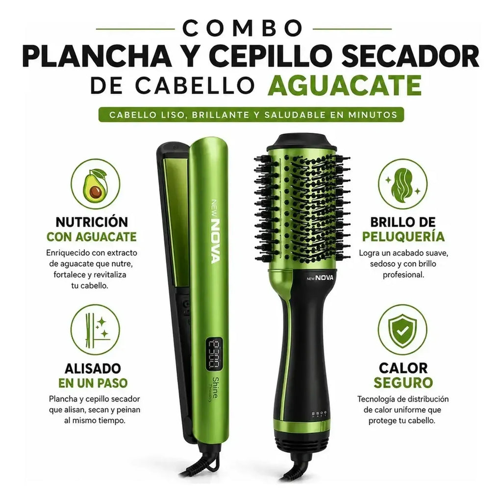 Combo 2 en 1 Cepillo secador y Plancha