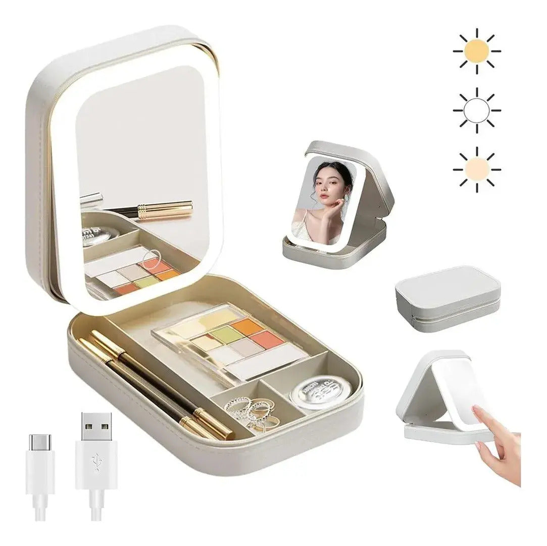 JOYERO COSMETIQUERO CON ESPEJO LED TC