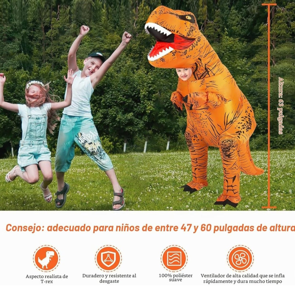 Disfraz inflable para niños dinosaurio